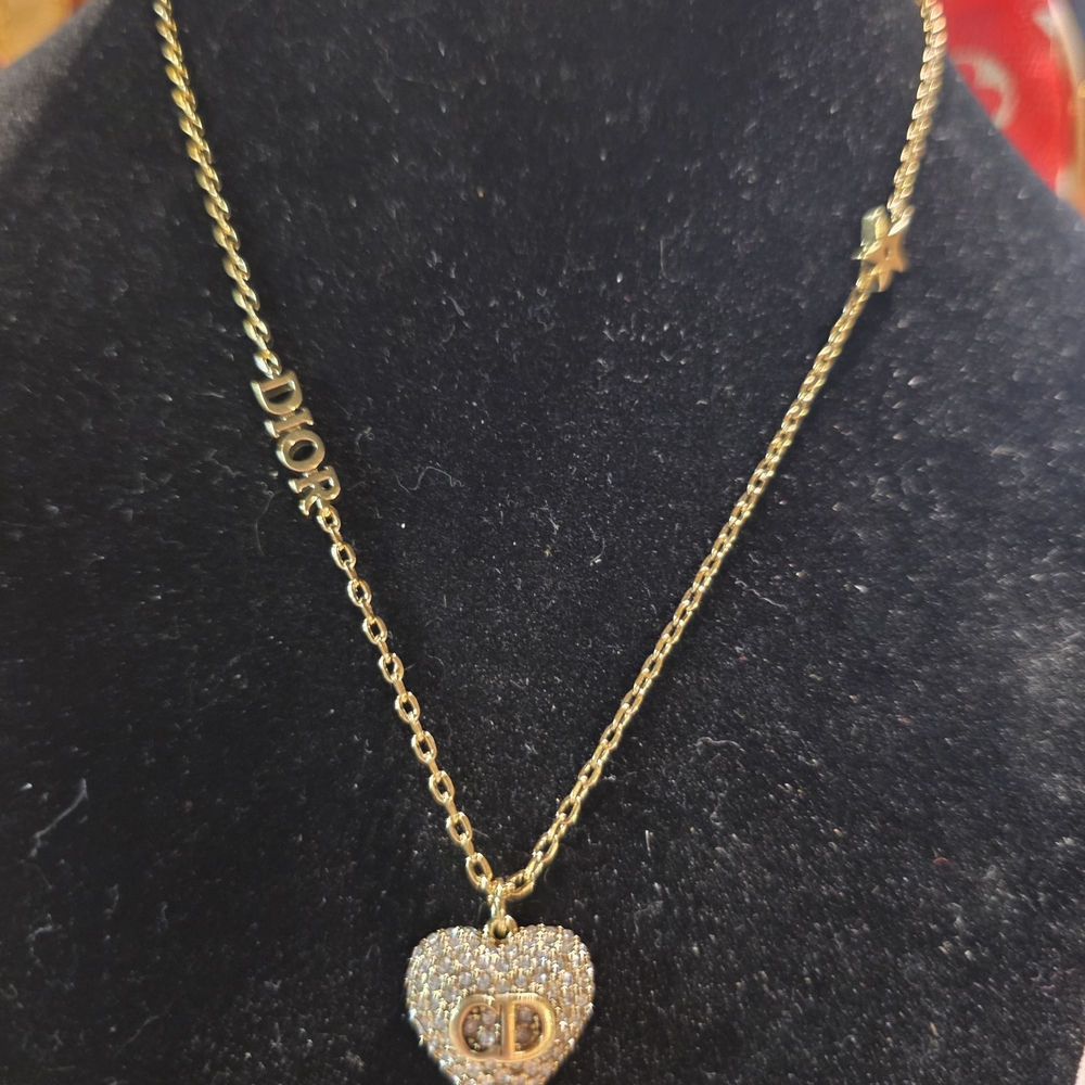 Dior Gold Heart Necklace with Silver Accents - Picture 3 of 8